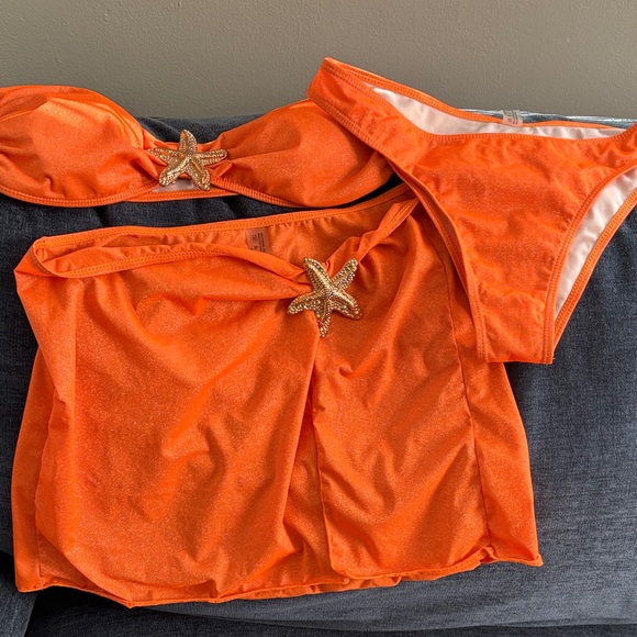 Marshalls Vibrant Orange Starfish Swim Bra Set - Picture 1 of 7